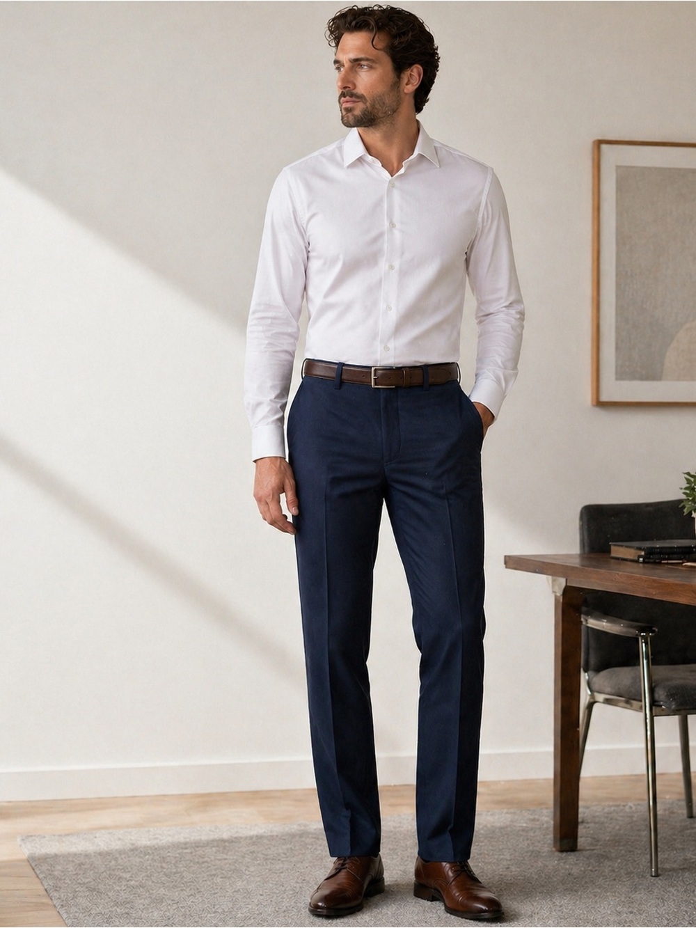 Tazio Active Waist Dress Pants Men’s 30x29 Navy Blue Straight Leg NWT Career